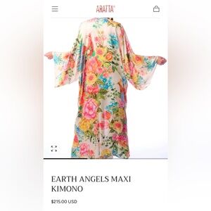 NWT Aratta EARTH ANGELS PEACOCK FLORAL PRINT MAXI KIMONO O/S